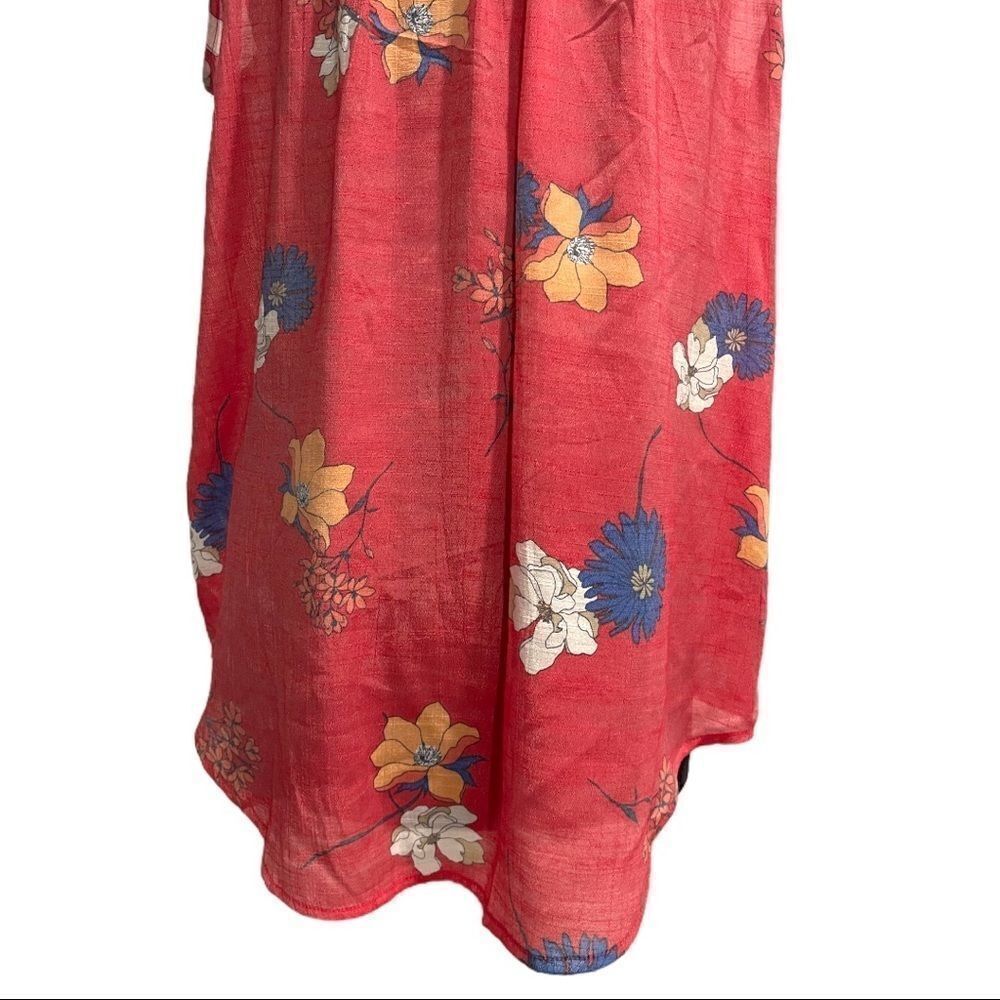 fred David Split Neck Sleeveless High Low Floral Detailed Top Sz L - Picture 9 of 12